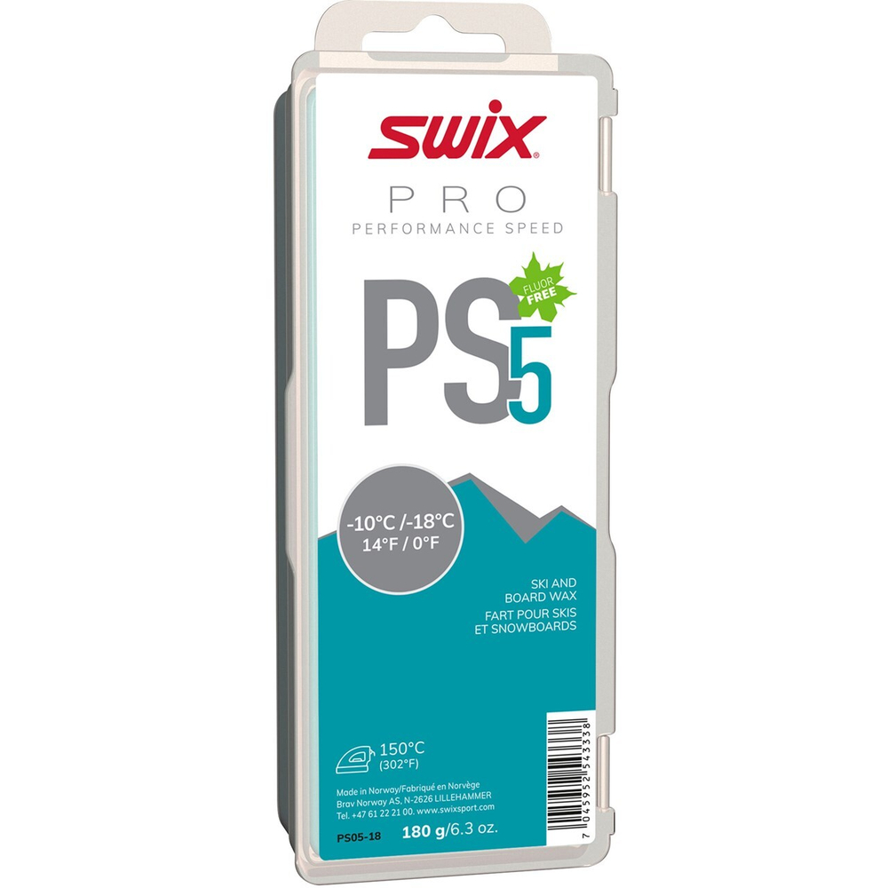 Парафин SWIX PS5 Turquoise -10°C/-18°C, 180g