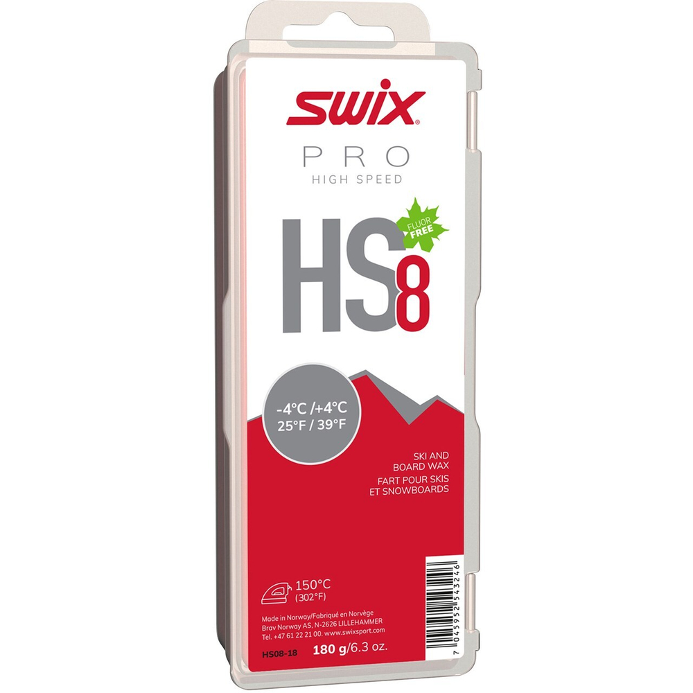Парафин SWIX HS8 Red -4°C/+4°C, 180g